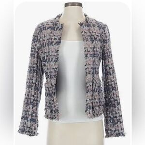 Truth and Pride Open Front Colorful Tweed Plaid Blazer Small